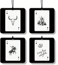 Retro Western Orange Car Air Freshener 4 Pcs, Country Bull Skull Cactus Horseshoes Ace Card Square Hanging Air Freshener for Closet Drawer Books, Western Car Accessories Mirror Decor for Women