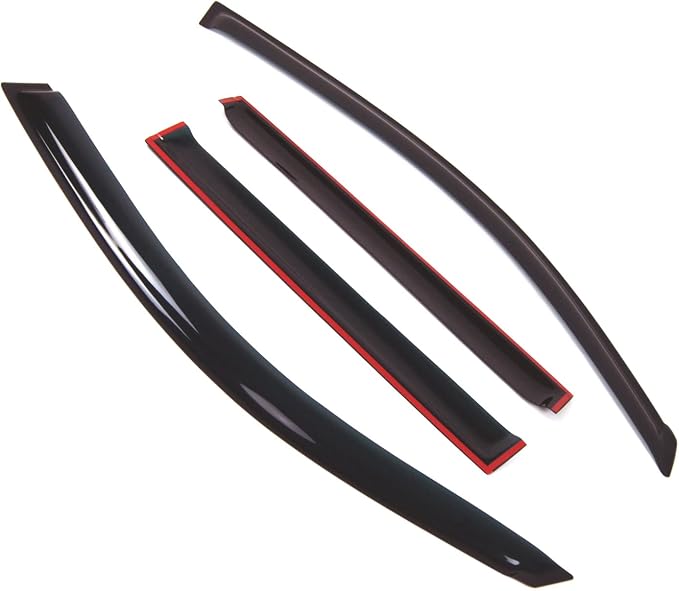 Outside Mount Window Vent Visors Rain Guards Compatible with Toyota Highlander 2008-2013 | Side Window Wind Deflectors Rain Shields | Smoke Tinted, 4 Pcs Set, DGWV-659
