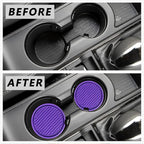 Car Cup Coaster, 4PCS Universal Auto Non-Slip Cup Holder Embedded in Ornaments Silicone Coaster, Car Interior Accessories Sets, Purple