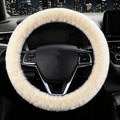 Furry Car Steering Wheel Cover, Fluffy Soft Warm Plush Non-Slip, 14 1/2-15 inch, for Women Girls, Pearl