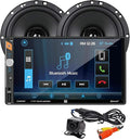 XCP1101SP 7-inch LED Digital Media Touchscreen Double DIN Car Stereo with (2) 6.5" Speakers & Backup Camera Bundle | Push to Talk Assistant | Bluetooth | USB Fast Charging | microSD