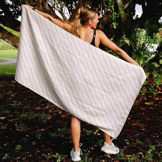 Athletic Running Towel, Full-Sized, Car Seat Cover - Performance Microfiber (Velocity Blitz Cream)