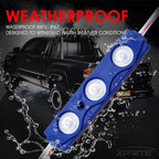 Blue LED Truck Bed Light Kits Rock Lights with On/Off Switch, for Pickup Footwells, Running Boards, Cargo, Under Car, Tonneau Cover, Rail Lighting - 8 PCs