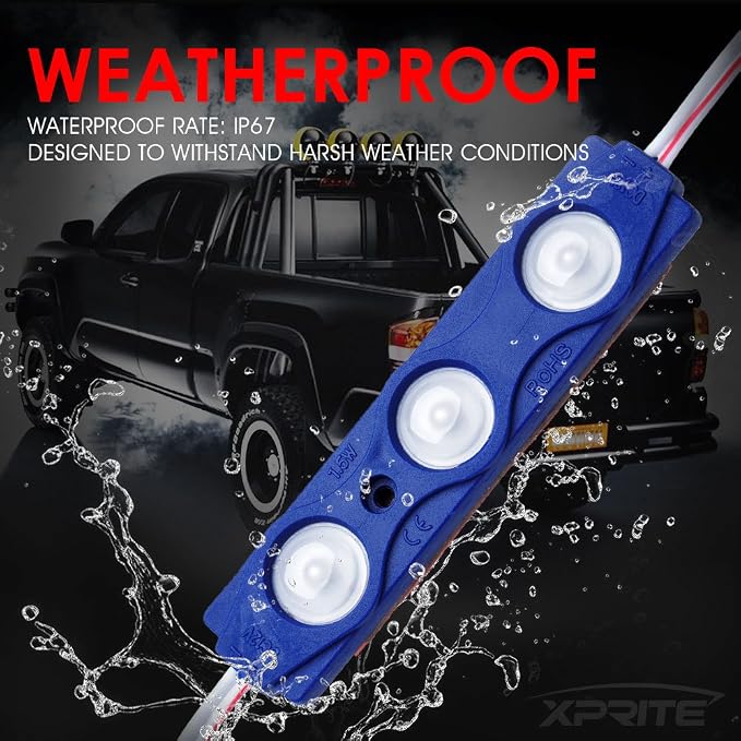 Blue LED Truck Bed Light Kits Rock Lights with On/Off Switch, for Pickup Footwells, Running Boards, Cargo, Under Car, Tonneau Cover, Rail Lighting - 8 PCs