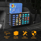 2 Pieces Universal Metal Car Storage Box, Small Cargo Pocket Molle Panel Frame Storage System, Storage Tray Basket for Car Truck RV Boat Home Storage, Black