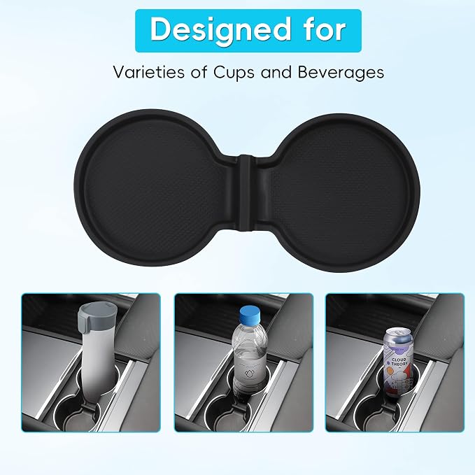 5 PCS Door Side Pocket Storage Box for 2026 Tesla Model Y Juniper Front & Rear Door Pocket and Cup Holder for Model Y Juniper Interior Accessories (TPE Material, Black)