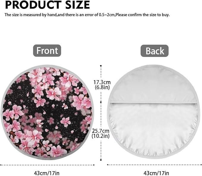 Pink Cherry Blossom Steering Wheel Cover Sun Shade 17 inch Cooling Steering Wheel Cover for Summer Anti-Heat Sun Block Car Steering Wheel Accessories for Women Universal Fit