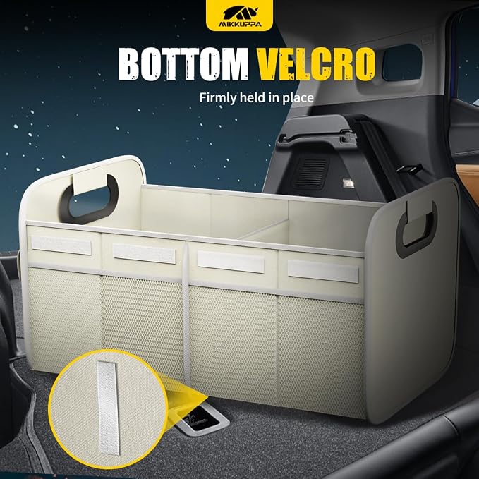 Car Trunk Organizer - 70L Collapsible Trunk Organizer with Reinforced Handles for Groceries, Car Storage Organizers for SUV Auto Truck Van with Non Slip Bottom (White)