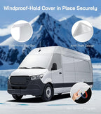 Windshield Cover for Mercedes Sprinter 2007-current, Thick Oxford Front Window Sunshade, Exterior Windshield Cover for Ice & Snow, Gray with Mirror Cutouts