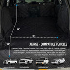 Bulldogology Cargo Mesh SUV Cargo Liner for Dogs – Waterproof Heavy Duty Pet Trunk Protector, 55″ x 106″ with Mesh Window & 60/40 Split Fit (XL, Black)