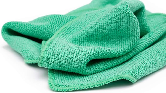 The Pearl - Professional Microfiber Detailing Towel for Ceramic Coating Leveling and Sealant Removal, Safe and Scratch-Free with No Tags, 320gsm, 16in x 16in, Green -12 Pack