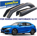 Goodyear Shatterproof in-Channel Window Deflectors for Honda Civic 2016-2021 Hatchback, Rain Guards, Window Visors for Cars, Vent Deflector, Car Accessories, 4 pcs - GY008119