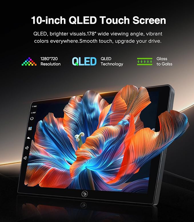 QLED Linux Car Stereo for Toyota Highlander 2008-2014 - Fast Boot Wireless CarPlay & Android Auto Radio, AHD 1080P Backup Camera, Bluetooth, SWC, AM/FM, Dash Kit Replacement