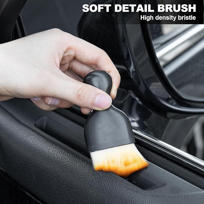 Car Detailing Kit, Car Interior Detailing Kit, Including 7Pcs Auto Detailing Brushs and 200g Cleaning Gel (25% More Than 160g) Storage Bag, Car Accessories