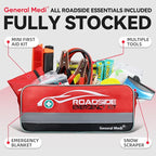 127-Pieces Roadside Car Emergency Kit Include Mini First Aid Kit, Jumper Cables,Tow Rope, Bandage, Safety Vest, Emergency Triangle, All in One Pack
