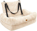 Dog Car Seat, Dog Booster Car Seats with Memory Foam, Thickened Cushion & Washable Removable Cover, Pet Travel Carseat Bed with Safety Leashes for Medium/Large Dogs or 2 Small Dogs, Beige