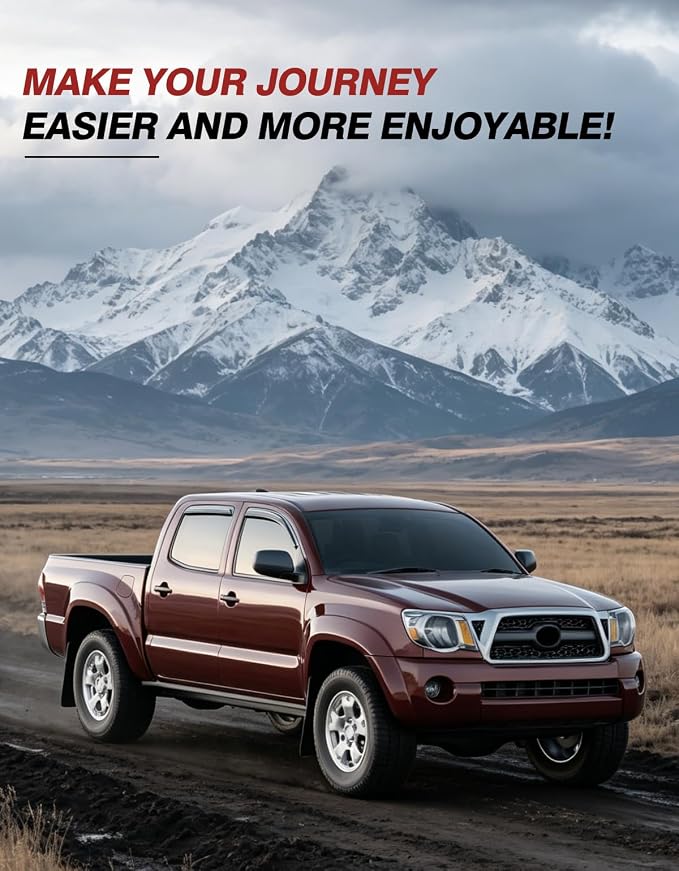Outside-Mount Window Rain Guards Fit for Toyota Tacoma 2005-2015 Double Cab, Extra Durable Window Visors, Wind Deflector, Vent Shades for 05-15 Tacoma, Truck Car Tape-on with Thicker 4PCS