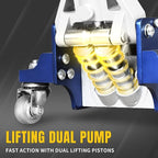 Floor Jack 1.5 Ton Hydraulic Low Profile Aluminum and Steel Car Jack Lightweight Service Jack with Quick Lift Dual Pump, 3300 lbs Capacity