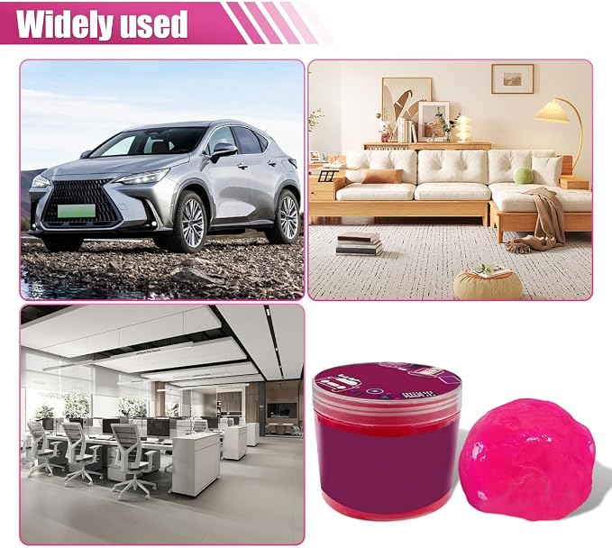 Craedli 2 Pack Car Cleaning Gel Detailing Putty, Pink Reusable Dust Cleaning Slime Auto Interior Cleaner Tool for Vehicle Air Vent, Keyboard Dust Remover & Car Accessories, 5.6oz/Jar (160g)