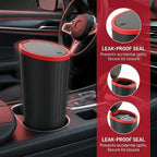 HZEL Car Trash Can with Lid, Waterproof Vehicle Cup Holder Dustbin Garbage Can with 3 Rolls of Trash Bag, Leakproof Auto Trash Bin Garbage Organizer, Universal for SUV Van Truck (Black)