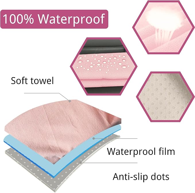 Waterproof Car Seat Cover for Front Seats, Protector for Cars SUVs Trucks, Sweat Towel Seat Covers Bucket for Gym,Workout,Beach,Hiking,Running Swimming(Pink, 1PC)