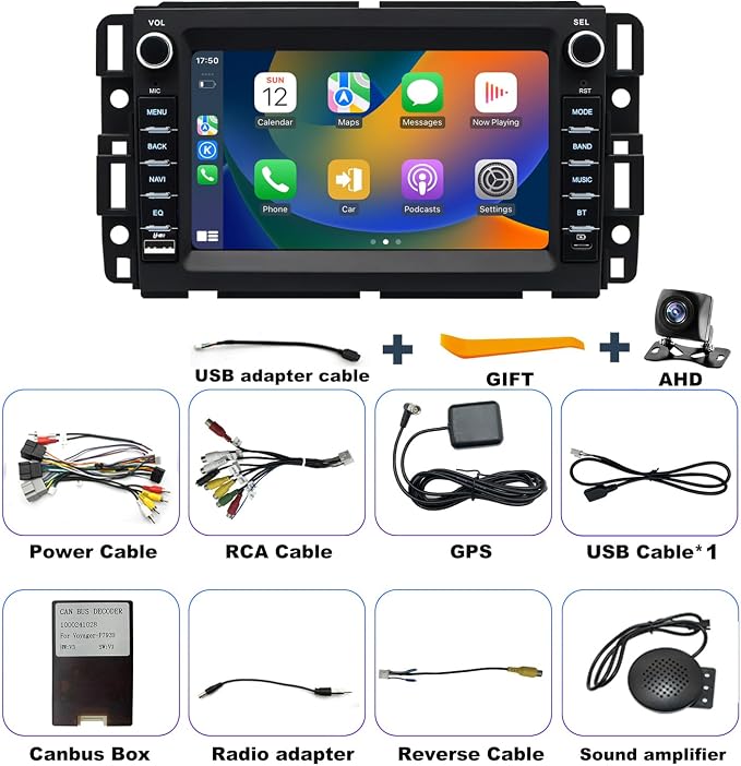 5GWifi Car Radio for GMC Sierra Chevy Silverado 1500/2500/3500 2007-2013, Acadia 2007-2012, Tahoe Yukon 2007-2014, Savana Equinox 7inch Stereo Touch Screen Carplay Android Auto GPS Camera