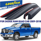 Goodyear Shatterproof Window Deflectors for Trucks Dodge Ram 1500 2009-2018 Quad Cab, Tape-on Rain Guards, Window Visors, Vent Deflector Visor, Truck Accessories, 4 pcs. - GY008701