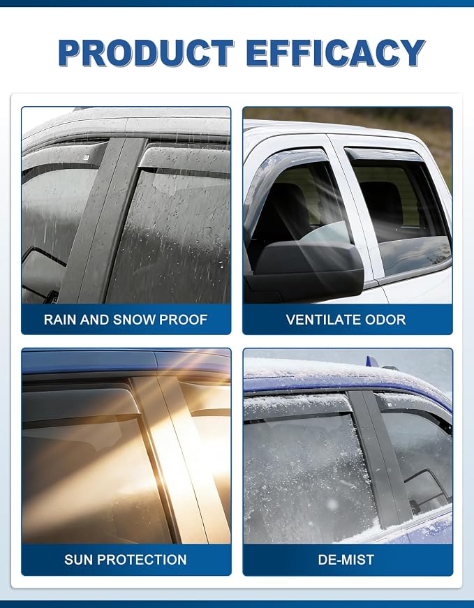 in-Channel Window Rain Guards Fit for GMC Terrain 2018-2024,Rain Guards Visors Vent Visors Window Deflector, Vent Shades Car Accessories -4 pcs