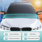 Car Windshield Sun Shade, Thickened 2-in-1 Car Sun Shade & Snow Shield, All-Season Windshield Cover with Reflective Strips and Rearview Mirror Protectors, Universal for Most Cars (Black)