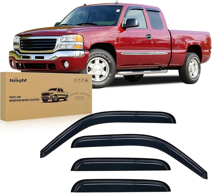 Window Visors for Chevy Silverado/GMC Sierra 1500/2500/3500/2500HD Extended Cab 1999-2006, Out-Channel Window Wind Deflectors Rain Guards -4PCS