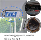 Handicap Placard Holder for Auto, Disabled Parking Permit Sign Protector for Car Sun Visor with Note Paper Slot, Pen Holder and Elastic Strap - Gray