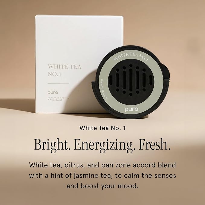 Car Scent Refill - Fragrance for Car Diffuser - Clean & Safe Luxury Diffuser Scent - Long-Lasting Fragrance for 30 Days of Aroma - White Tea No. 1