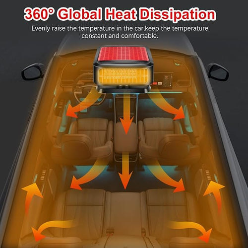 12V 200W Car Heater - 360° Rotatable 2-in-1 Heating & Cooling Fan, Windshield Demister Defroster, Plug-in Cigarette Lighter, Universal Fit for All Vehicles