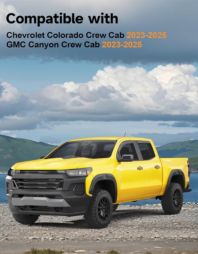 in-Channel Window Rain Guards Fit for Chevy Colorado/GMC Canyon Crew Cab 2023 2024 2025 2026 Rain Guards Extra Durable Side Window Deflectors Visors Truck Vent Visors Shades Car Accessories