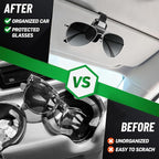 2 Pack Sunglasses Holder for Car, One-Handed-Operation Visor Sunglass Holder Clip, Easy Access Storage for Driving,Universal Fits (Black)