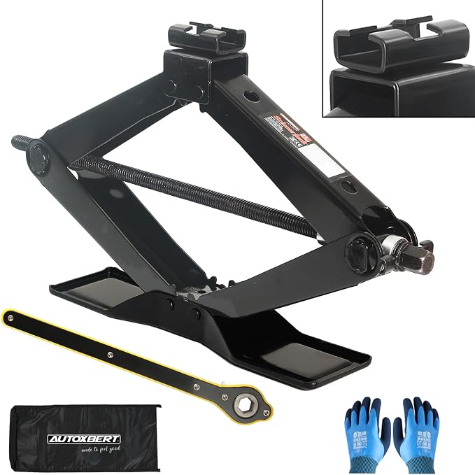 Scissor Car Lift Jack 2.5 Ton (5500Lbs) for Sedans, MPVs & SUVs, Compact Portable Cross Car Scissor Jack Kit 360 Degree Rotating Roadside Emergency Tool Tire Change with Ratchet Wrench Gloves (2.5T)
