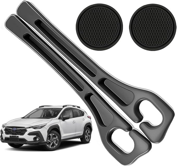 Car Seat Gap Filler Organizer Compatible with Subaru Crosstrek Accessories Seat Gap Plug Blocker with Storage Slot Non-Slip Car Cup Holder Coaster Black