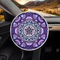 Purple Mandala Lotus Car Steering Wheel Sun Shade Cover Anti-Heat Steering Wheel Accessories 17 inch Auto Steering Wheel Sun Shield Universal Fit for Most Cars SUV Trucks Van