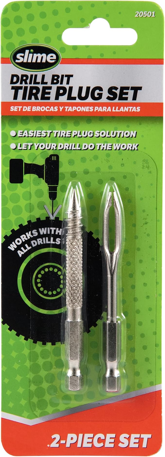 20501 Tire Plug Drill Bit Kit, All Drills Compatable, Easiest Tire Plug Option, (2-Piece Set)