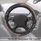 Camouflage Deer American Flag Steering Wheel Cover for Men, Anti-Slip Elastic Breathable Soft Rubber Car Steering Wheel Protective Cover, Universal 15 Inch Fit for Cars, Auto, SUVs