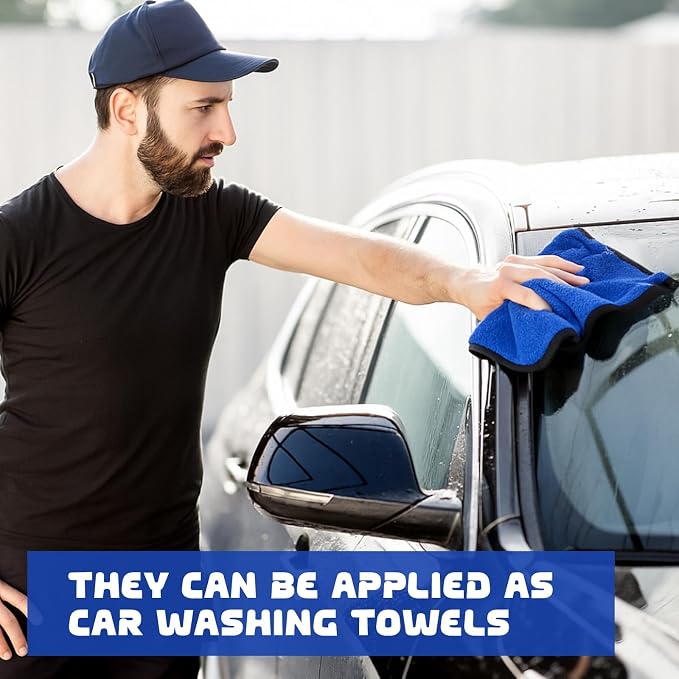 50 Pcs Microfiber Towels:16"x16" Microfiber Drying Towels Bulk Micro Fiber Car Cleaning Cloth for Cars Drying Washing Polishing Office Windows Cleaning Household Supplies (Blue,Gray)