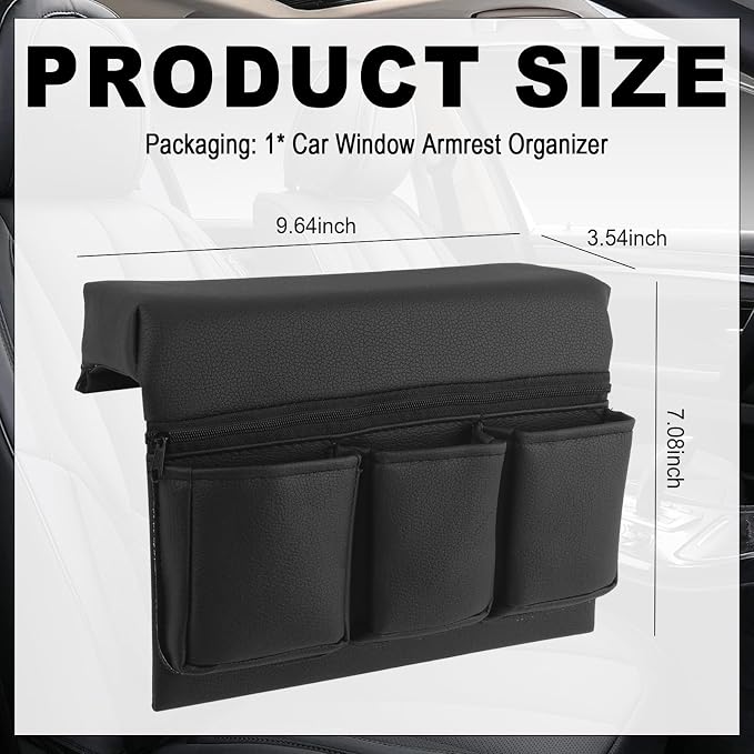 Car Armrest Storage Box for Window,Multi-functional Car Window Armrest Organizer with Storage Pocket for Phone/Tissue/Key,Universal Cars Door Organizer as Cars Elbow Rest Pad (Large)