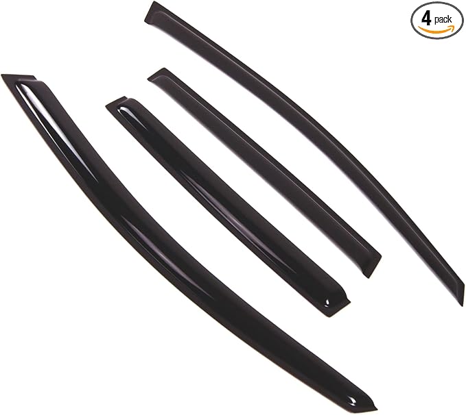 Outside Mount Window Vent Visors Rain Guards Compatible with VW Golf Rabbit GTI R32 2006-2008 | Side Window Wind Deflectors Rain Shields | Smoke Tinted, 4 Pcs Set, DGWV-504