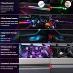 Dreamcolor Acrylic Car Ambient Lighting Kit 14 in 1 LED Interior Car Strip Lights APP Control Zoned Control System 252 Color Modes DIY Neon Wireless Sound Activated RGB Neon Light Kits New Version