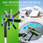 45.6" Ice Scraper and Snow Brush for Car Windshield [Silicone Bristles],3-in-1 Extendable Emergency Snow Shovel with Ergonomic Foam Grip and 360° Pivoting Brush Head for Christmas, Car Auto Truck SUV