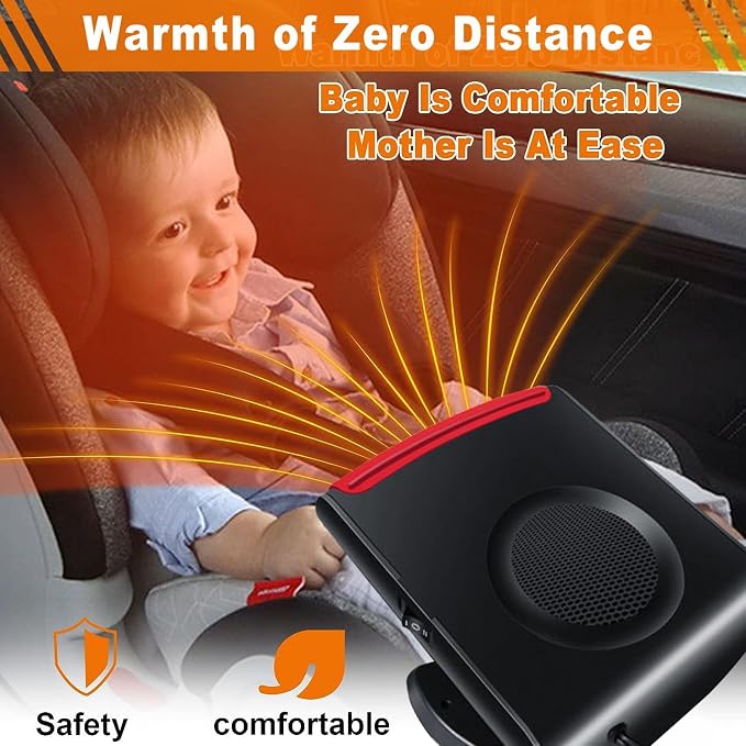 12V Car Heater & Defroster, 3-in-1 Multi-Function Windshield Heater with Fast Heating, Defrost, Defog & Air Purification | 360° Adjustable Plug In Portable Heaters for Vehicle, SUV, RV, Truck