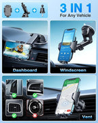 Car Phone Holder 2026 Ultimate Military-Grade Strongest Suction & Clip Windshield Dashboard【Newest Best Strongest】Cell Phone Shower & Wall Mounts for iPhone 17 Pro Max 16 15 14 13 Android