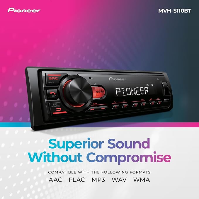 MVH-S110BT 1-Din Digital Media Receiver Car Stereo – Bluetooth, USB Input, 50W x 4 Output, AM/FM Radio, iPhone & Android Compatible, Front & SW (Mono) RCA Output