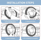 Car Steering Wheel Cover Full Surround - Soft Breathable Anti-Slip Heavyweight Safety Cover, Thick Cushioned Sports Style Universal Fit for Auto Truck SUV (Black/Sky Blue)