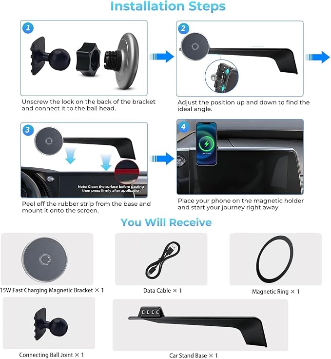 Magnet Phone Mount for Lexus RX RX350 RX350h RX500h 2023-2026 Accessories 14-inch Screen, 360° Rotation for Magsafe Wireless Charger Phone Holder